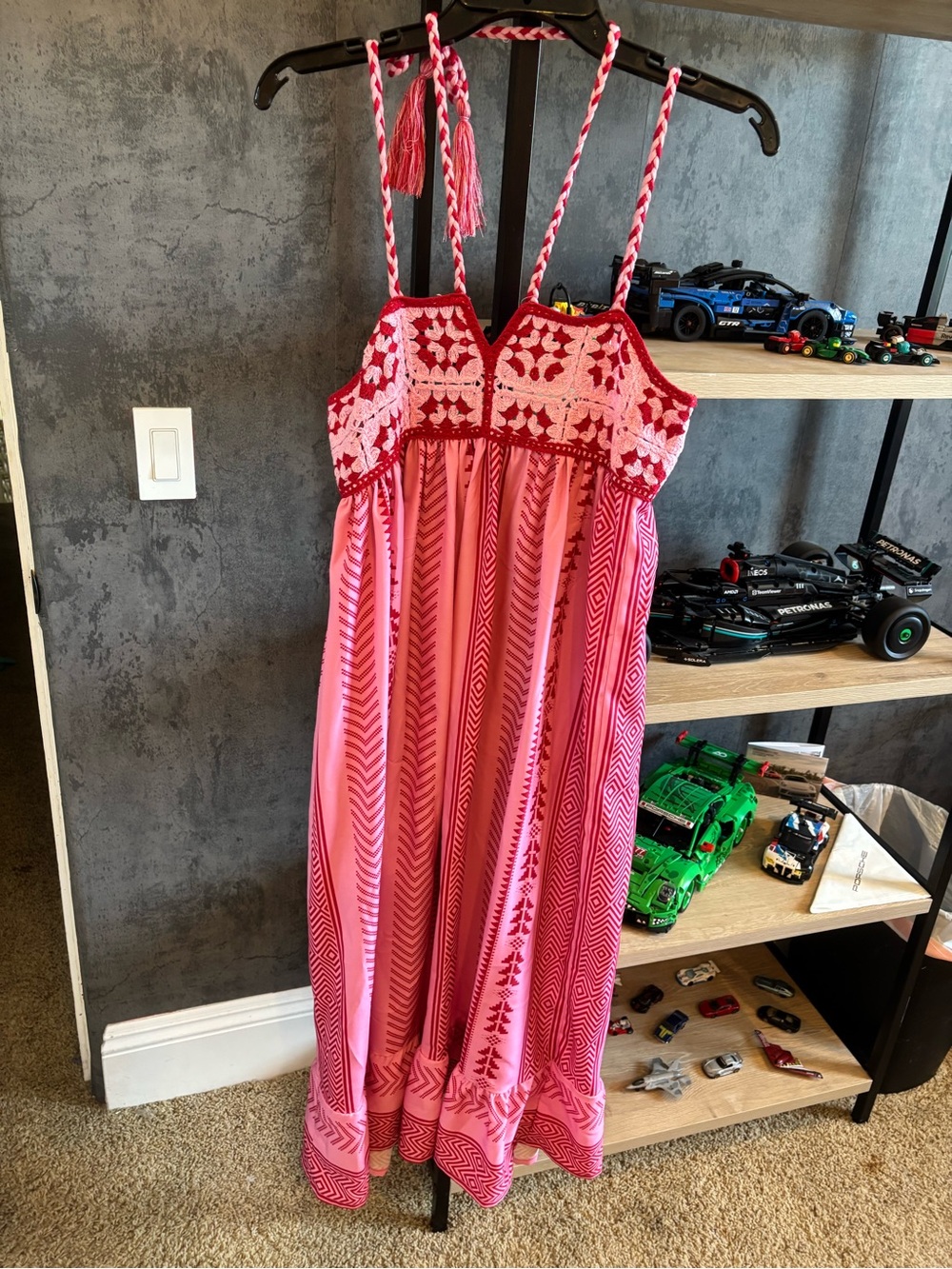 Pink Embroidered Maxi Sundress
